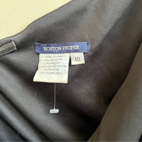 Boston Proper One Shoulder Belted Dress  Black Size 10 - Picture 3 of 4